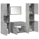 Stijlvolle badkamermeubelset met hoge kast en extra opbergruimte - Betongrijs / 60 x 38.5 x 46 cm + 30 x 30 x 130 cm