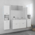 Stijlvolle badkamermeubelset met hoge kast en extra opbergruimte - Wit / 90 x 38.5 x 46 cm / 4 - Badkamermeubelsets