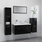 Stijlvolle badkamermeubelset met lage en hoge kast dat past in elk ontwerp - Zwart / 90 x 38.5 x 46 cm