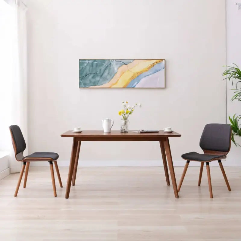 Stijlvolle Eetkamerstoelen Set met Kunstleer Comfort - Donkerbruin en grijs / 2 - Eetkamerstoelen