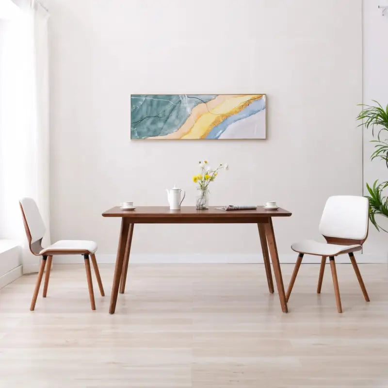 Stijlvolle Eetkamerstoelen Set met Kunstleer Comfort - Donkerbruin en wit / 2 - Eetkamerstoelen