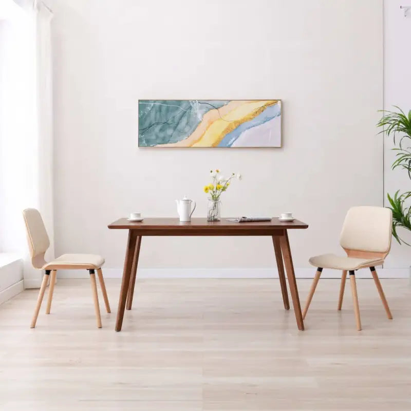 Stijlvolle Eetkamerstoelen Set met Kunstleer Comfort - lichtbruin en crèmekleurig / 2 - Eetkamerstoelen