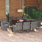 Stijlvolle en duurzame tuinset met weerbestendige rattan stoelen - Grijs en bruin / 185 cm tafellengte - Tuinsets