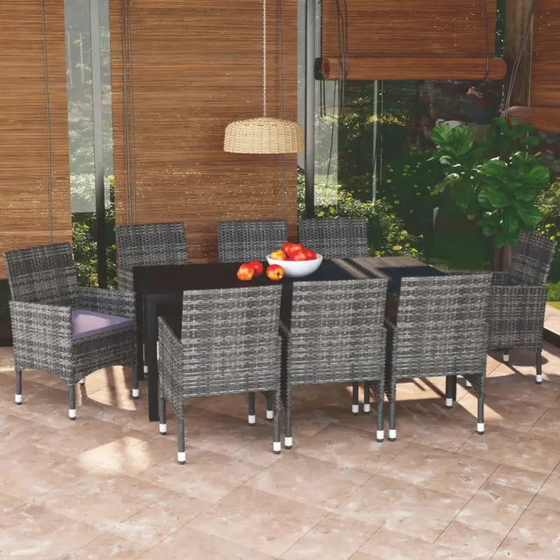Stijlvolle en duurzame tuinset met weerbestendige rattan stoelen - Grijs / 185 cm tafellengte - Tuinsets