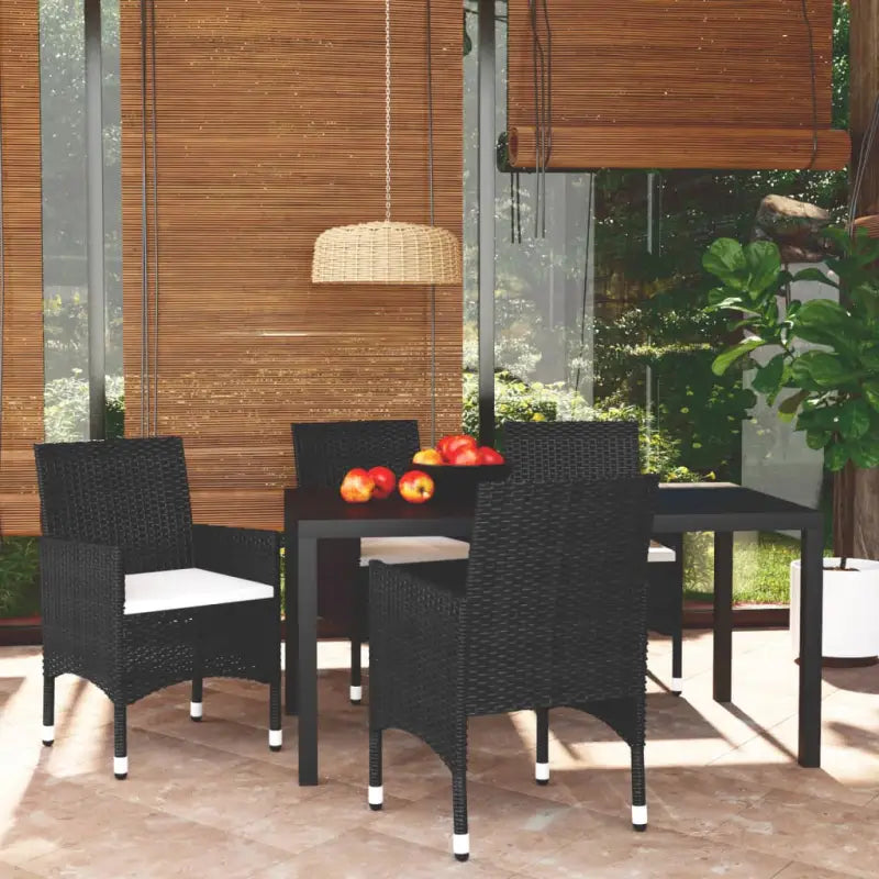 Stijlvolle en duurzame tuinset met weerbestendige rattan stoelen - Zwart / 150 cm tafellengte - Tuinsets