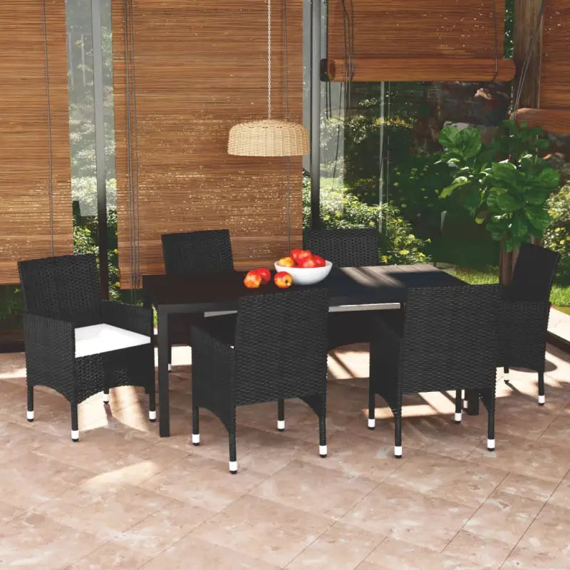 Stijlvolle en duurzame tuinset met weerbestendige rattan stoelen - Zwart / 185 cm tafellengte - Tuinsets