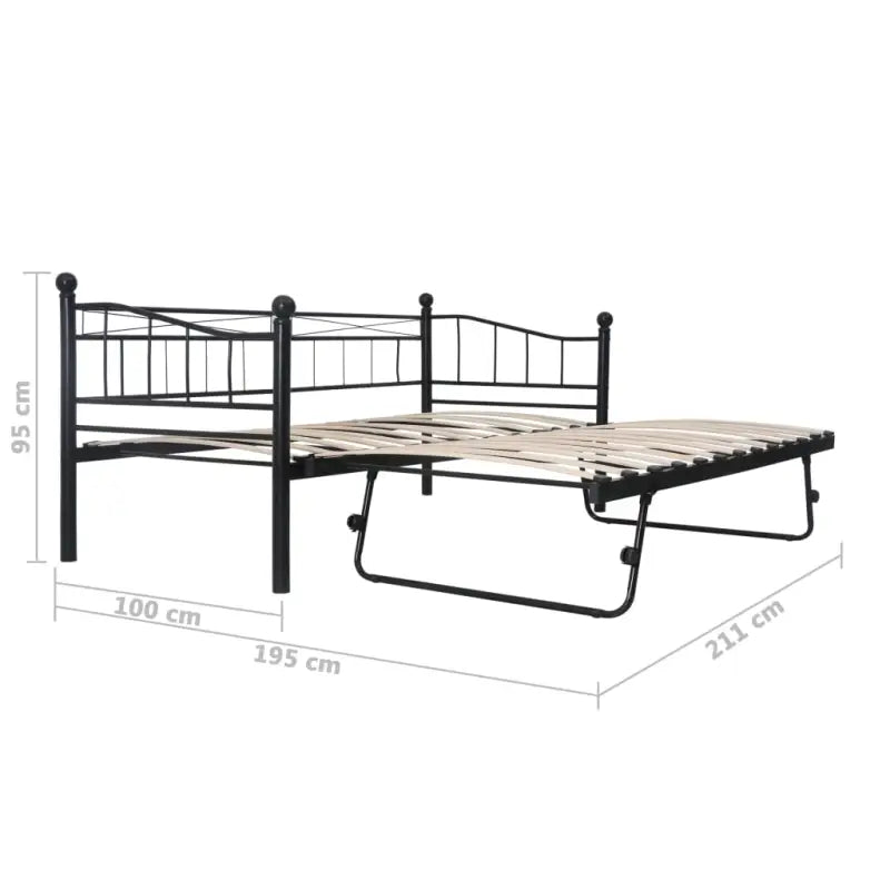 Stijlvolle metalen bedbank met uitschuifbed en wielen - Bedden & bedframes