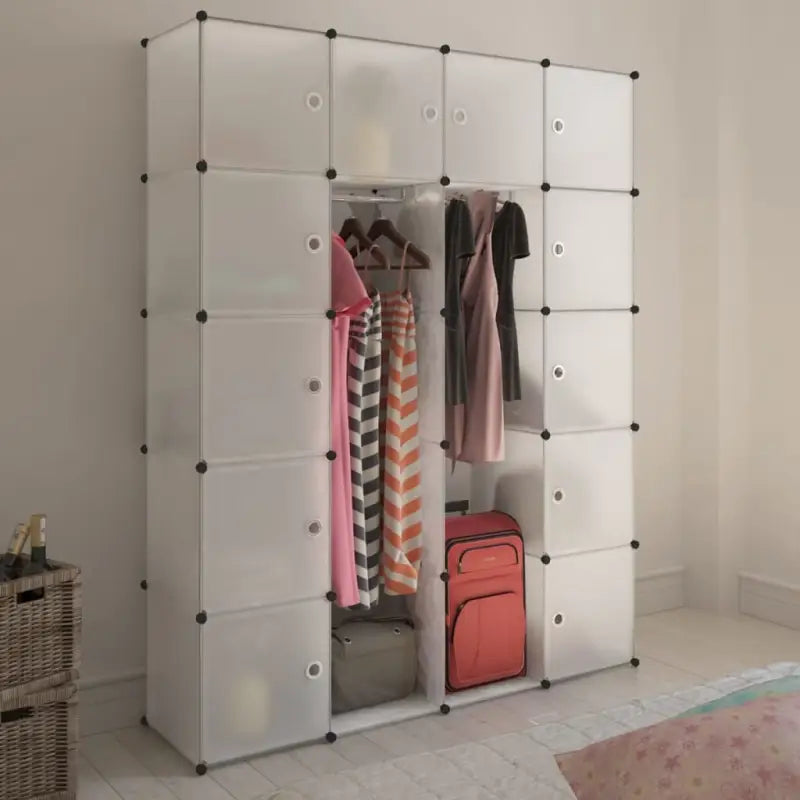 Stijlvolle modulaire kledingkast voor bescherming en opbergruimte - Wit / 1 / 14 compartimenten - Kledingkasten