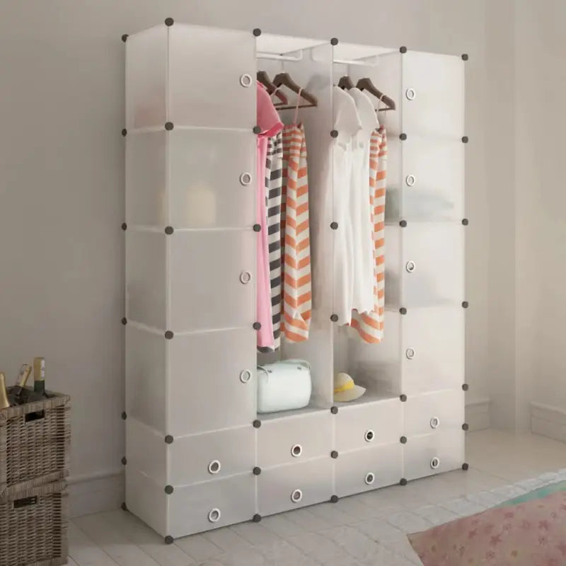 Stijlvolle modulaire kledingkast voor bescherming en opbergruimte - Wit / 1 / 18 compartimenten - Kledingkasten