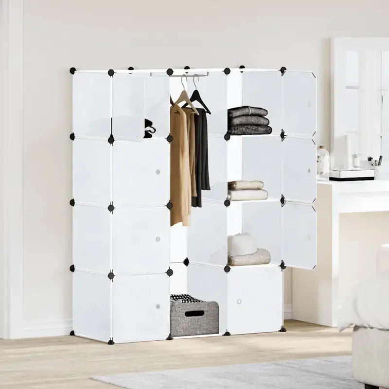 Stijlvolle modulaire kledingkast voor bescherming en opbergruimte - Wit / 1 / 9 compartimenten - Kledingkasten