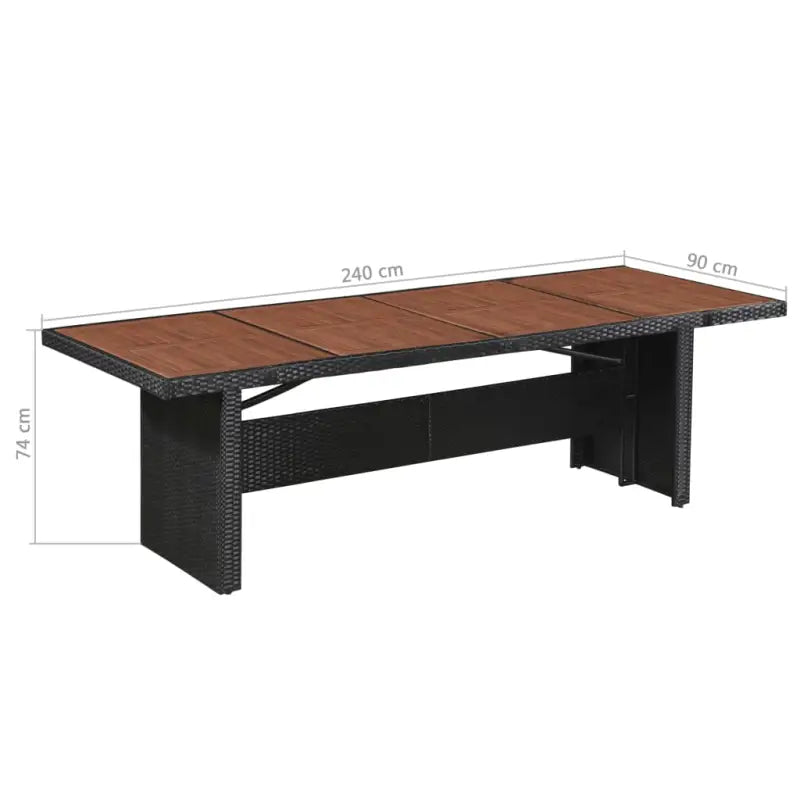 Stijlvolle poly rattan tuintafel met gepoedercoat stalen frame - Tuintafels