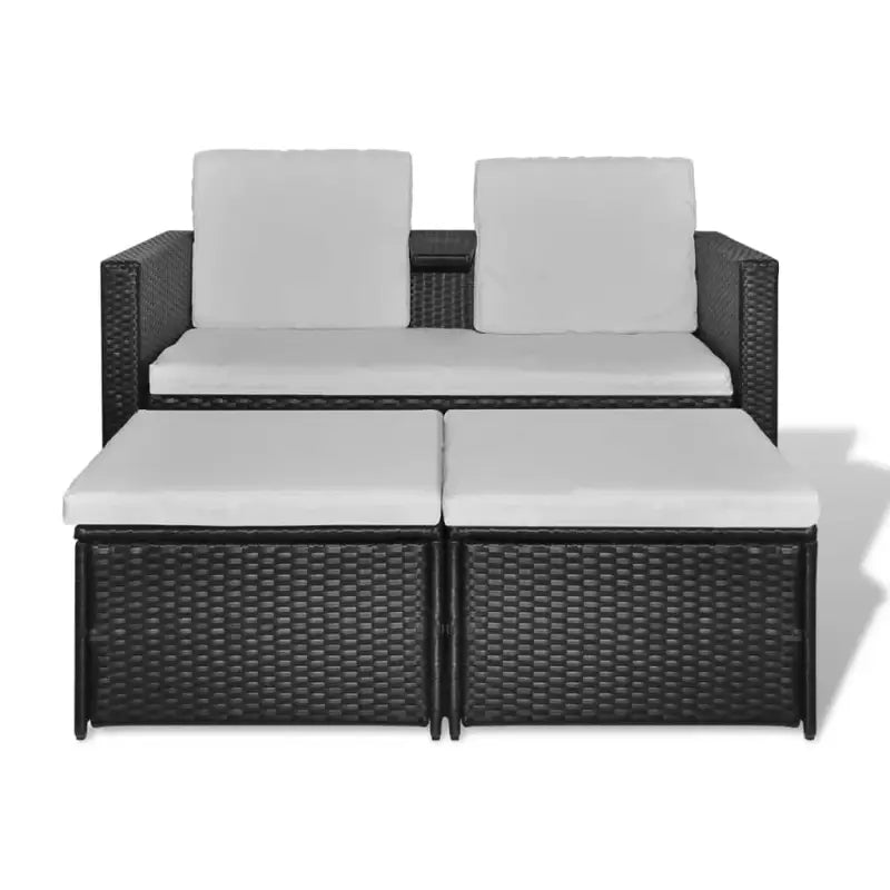 Stijlvolle Rattan Tuinset met Tweepersoons Ligbed en Voetenbank - Tuinsets