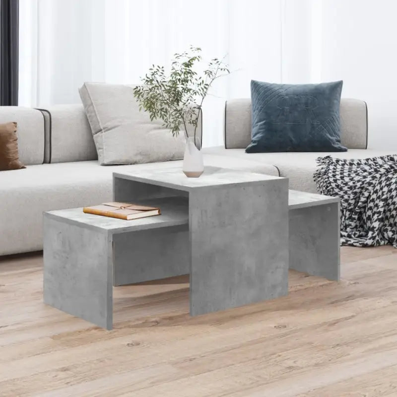 Stijlvolle salontafelset van bewerkt hout voor een elegante woonkamer - Betongrijs / 1 - Salontafels