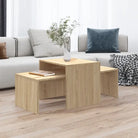 Stijlvolle salontafelset van bewerkt hout voor een elegante woonkamer - Sonoma eiken / 1 - Salontafels