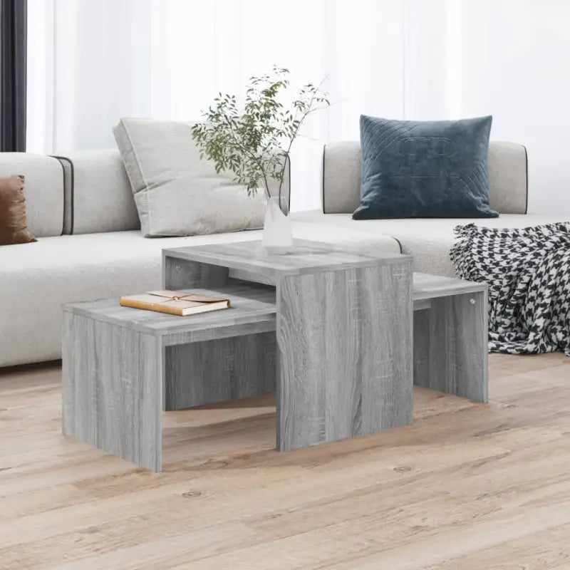 Stijlvolle salontafelset van bewerkt hout voor een elegante woonkamer - Grijs sonoma / 1 - Salontafels