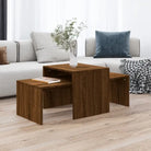Stijlvolle salontafelset van bewerkt hout voor een elegante woonkamer - bruin eikenkleur / 1 - Salontafels