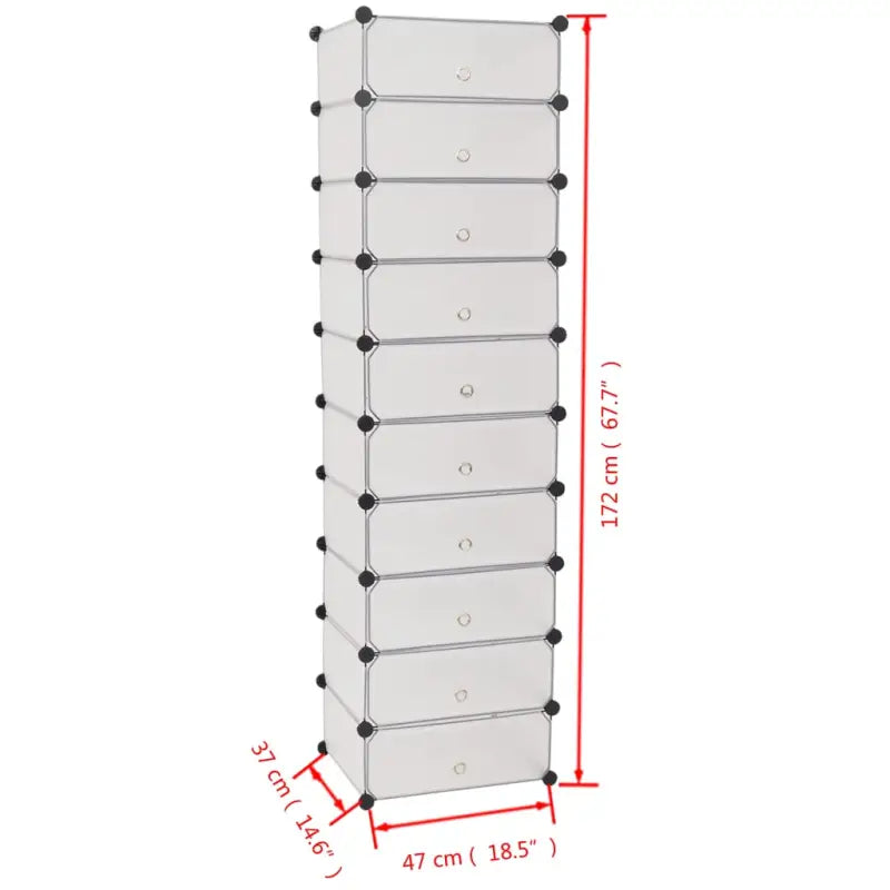 Stijlvolle schoenenkast met kunststof panelen en stalen frames - Wit / 1 - Schoenenrekken