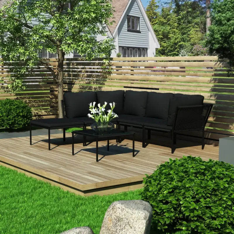 Stijlvolle tuinloungeset voor het hele jaar door gebruik - 2x hoek + 2x midden + voetensteun + Tafel - Tuinsets