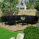 Stijlvolle tuinloungeset voor het hele jaar door gebruik - 3x hoek + 3x midden + voetensteun + Tafel - Tuinsets