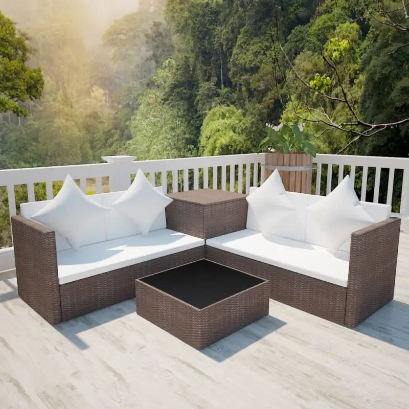 Stijlvolle tuinset met gepoedercoat stalen frame en eenvoudig schoon maken - Bruin - Tuinsets