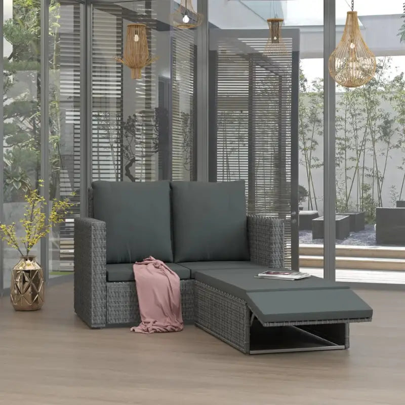 Stijlvolle tuinset met gepoedercoat stalen frame en levering bevat - Grijs - Tuinsets