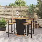 Stijlvolle tuinset van massief acaciahout en poly rattan met aangename uitstraling - Zwart - Tuinsets