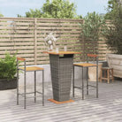 Stijlvolle tuinset van massief acaciahout en poly rattan met aangename uitstraling - Grijs - Tuinsets