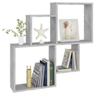 Stijlvolle wandplank van bewerkt hout voor organisatie en decoratie - Betongrijs / 1 - Wandplanken