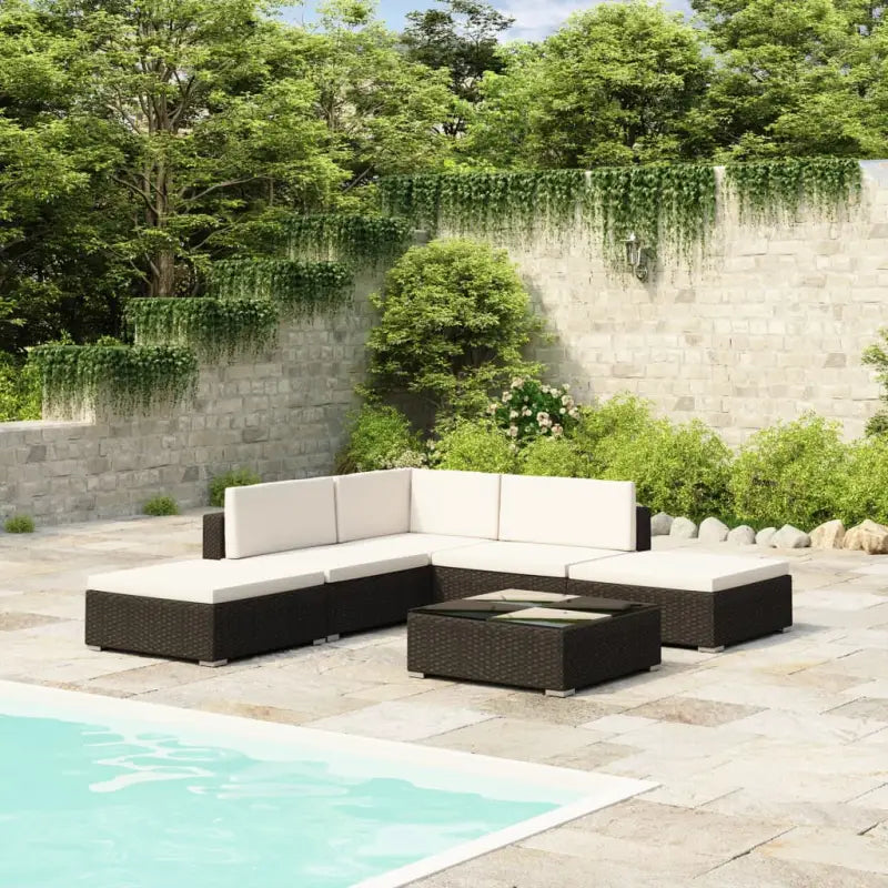 Stijlvolle waterdichte Rattan Tuin Lounge Set - Zwart en wit / Ja - Tuinsets