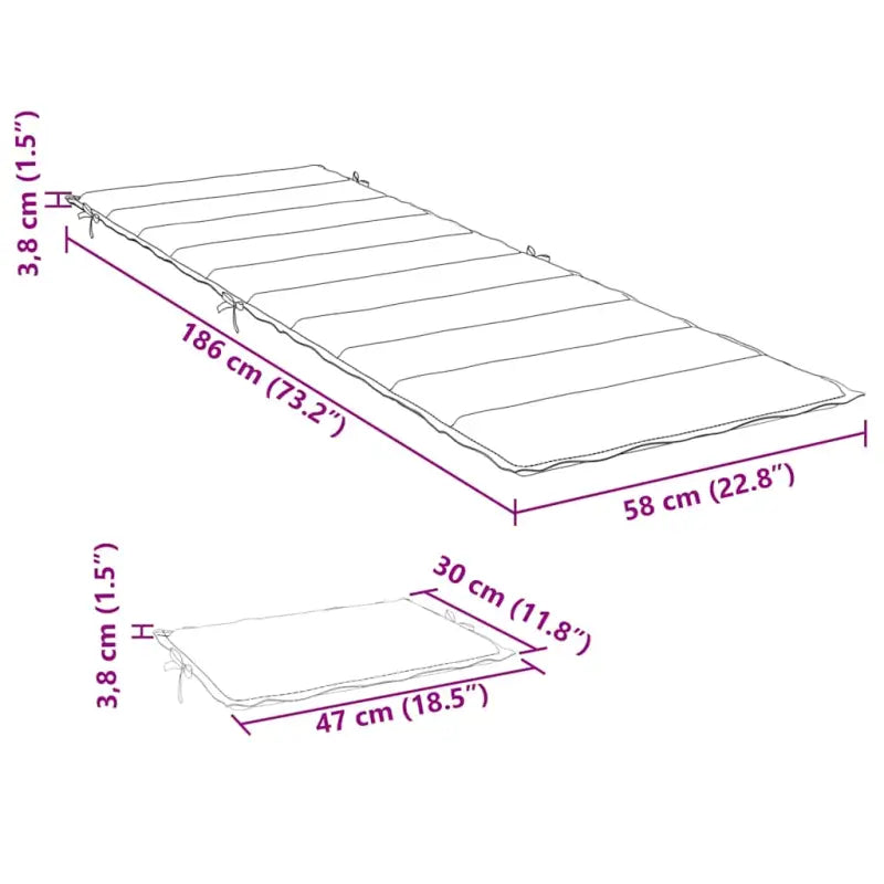 Stoelkussen voor frisse uitstraling en oorspronkelijke vorm 186x58x4 cm - Stoelkussens