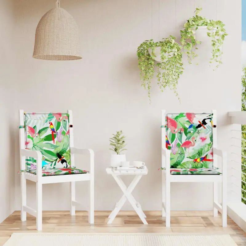 Stoelkussens in oxford stof voor een frisse uitstraling en oorspronkelijke vorm - Groen en roze / 100 x 50 x 4 cm / 2