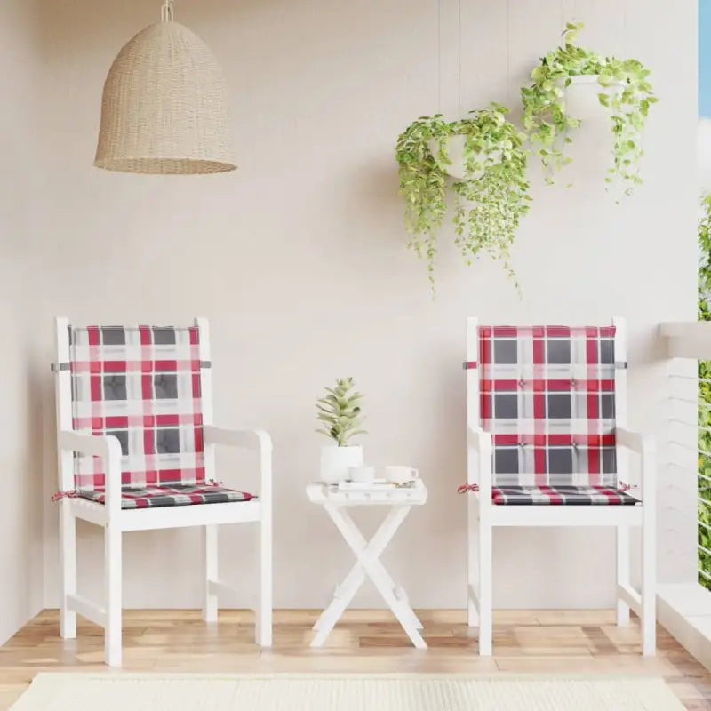 Stoelkussens in oxford stof voor een frisse uitstraling en oorspronkelijke vorm - Rood ruitpatroon / 100 x 50 x 3 cm