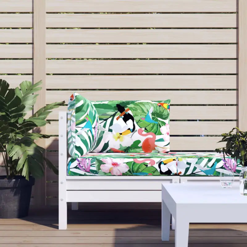 Stoelkussens in oxford stof voor een frisse uitstraling van je buitenruimte - Groen en roze / 1 / Hoekbank