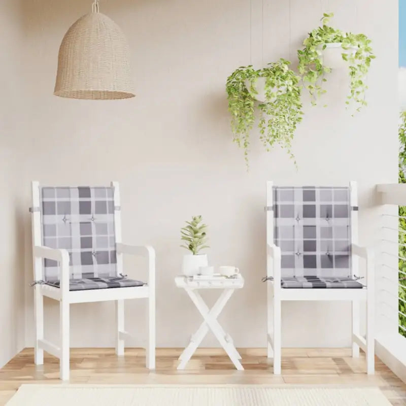 Stoelkussens in oxford stof voor een frisse uitstraling en oorspronkelijke vorm - Grijs ruitpatroon / 100 x 50 x 3 cm