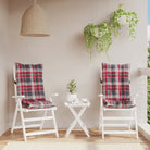 Stoelkussens met hoge rug van oxford stof voor een frisse uitstraling - Rood ruitpatroon / 2 / with 2 elastic straps