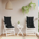 Stoelkussens met hoge rug van oxford stof voor een frisse uitstraling - Zwart ruitpatroon / 2 / with 2 elastic straps