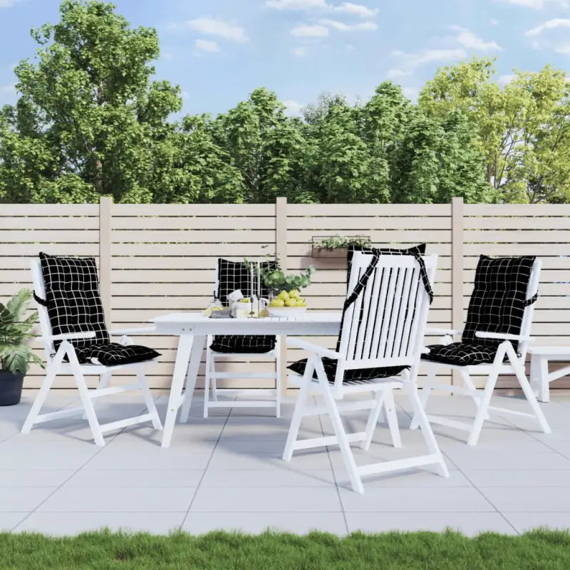 Stoelkussens met hoge rug van oxford stof voor een frisse uitstraling - Zwart ruitpatroon / 4 / with 2 elastic straps