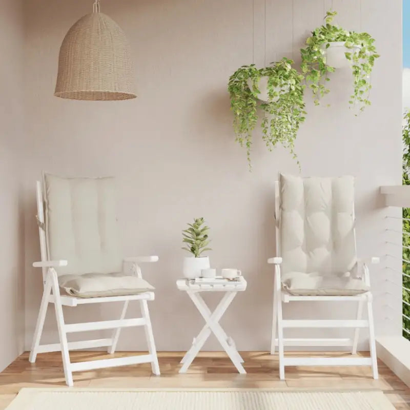 Stoelkussens met hoge rug van oxford stof voor een frisse uitstraling - Crème / 2 / with 2 elastic straps - Stoelkussens