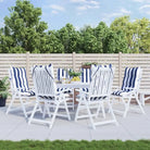 Stoelkussens met hoge rug van oxford stof voor een frisse uitstraling - blauw en witte streep / 6 / with 2 elastic