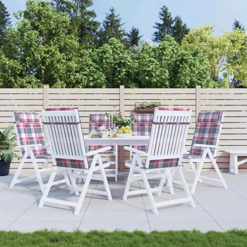 Stoelkussens met hoge rug van oxford stof voor frisse uitstraling - Rood ruitpatroon / 6 - Stoelkussens