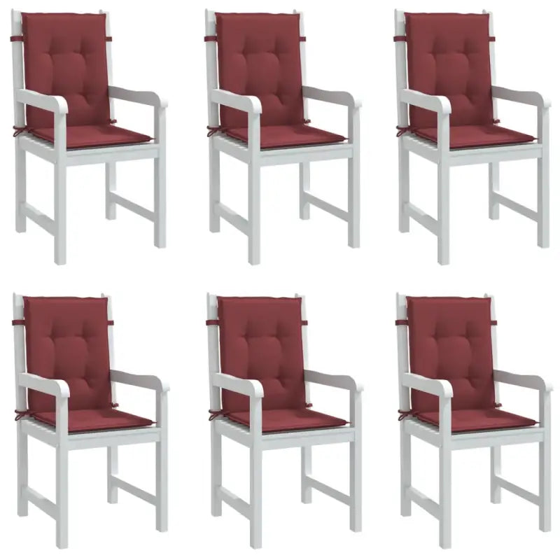 Stoelkussens met lage rug voor een frisse uitstraling en oorspronkelijke vorm - wijnrood mix / 100 x 50 x 4 cm / 6