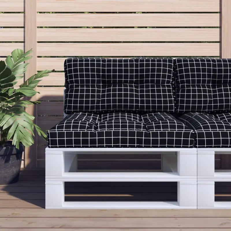 Stoelkussens voor een frisse uitstraling en behouden oorspronkelijke vorm - Zwart ruitpatroon / 80 x 80 x 12 cm / 1