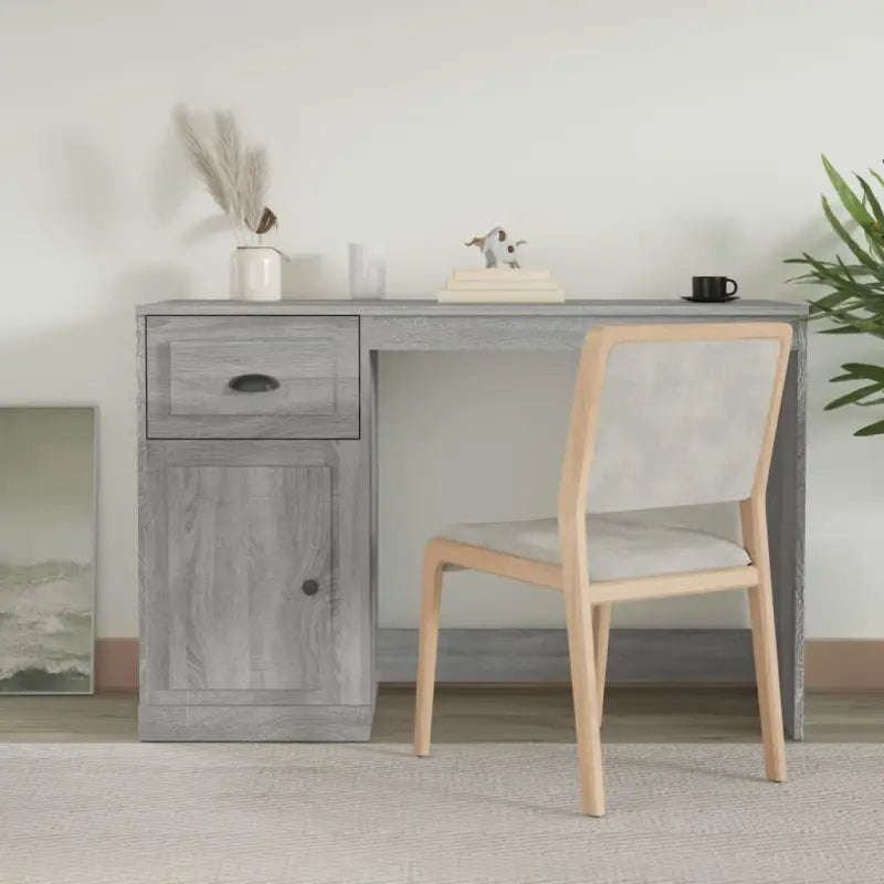 Strak bureau van bewerkt hout met moderne en elegante uitstraling - Grijs sonoma - Bureaus
