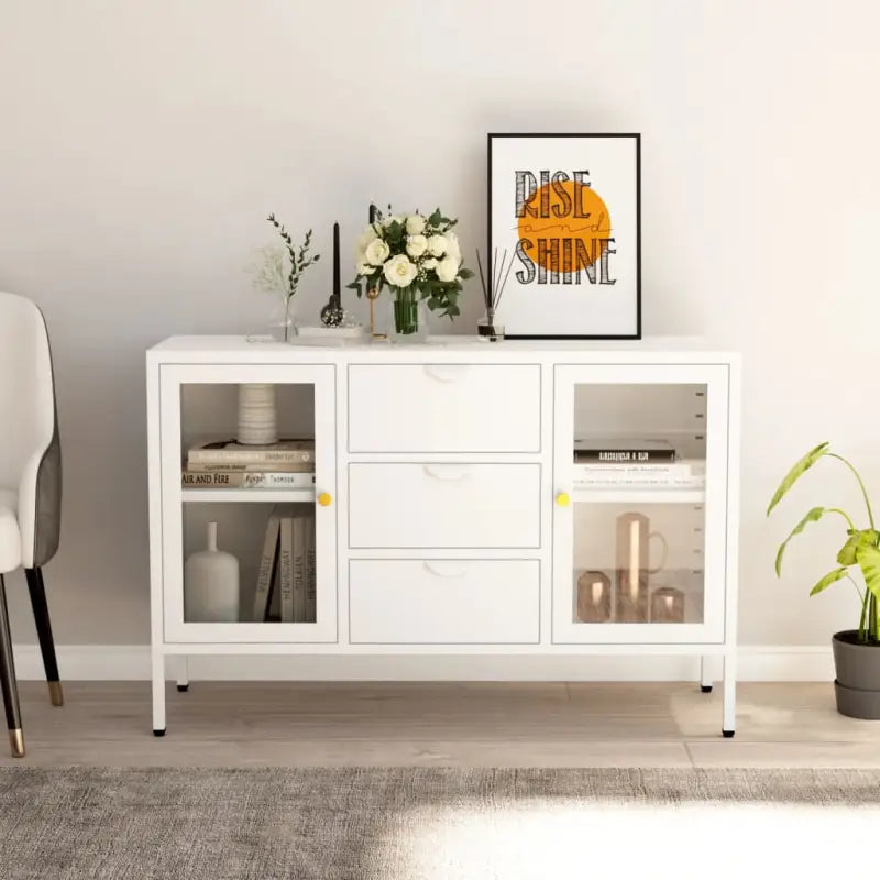 Strak dressoir met gehard glas en verstelbare schappen - Dressoirs & buffetkasten