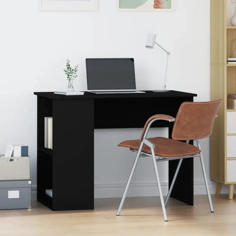 Strak en modern bureau met schappen van bewerkt hout - Zwart - Bureaus