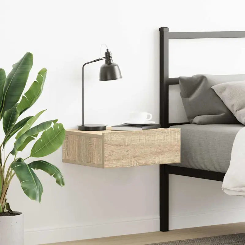 Strak nachtkastje van bewerkt hout met levering bevat - Sonoma eiken / 1 - Nachtkastjes