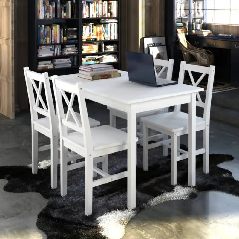 Strakke 5-delige Eetkamerset voor een elegante eetkamer - Wit - Eetkamersets