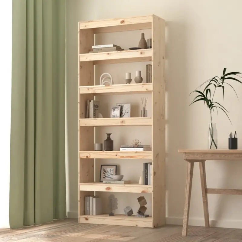 Strakke boekenkast van massief grenenhout met kamerscherm gebruikt - Bruin / 1 / 199.5 cm - Boekenkasten