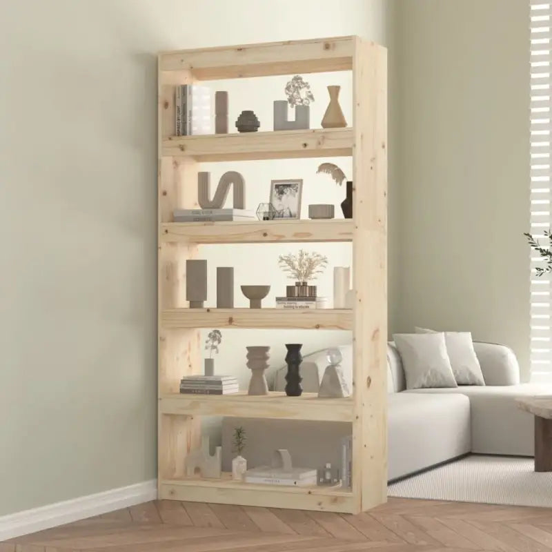 Strakke boekenkast van massief grenenhout met kamerscherm gebruikt - Bruin / 1 / 167.4 cm - Boekenkasten