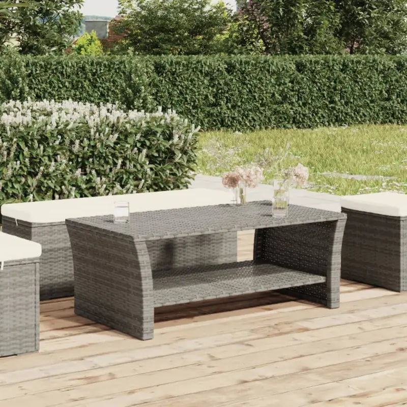 Strakke salontafel van poly rattan voor tuin of terras - Grijs / 1 - Salontafels